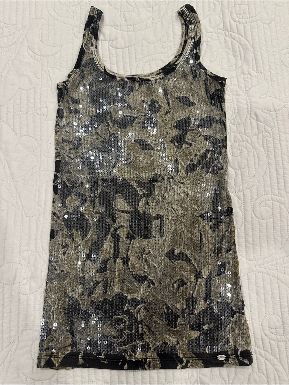 Armani Exchange women’s Black and Silver Sequin Tank Top